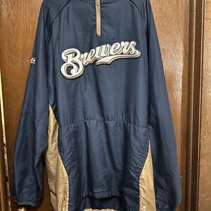 Milwaukee Brewers Majestic Windbreaker Size 3XT